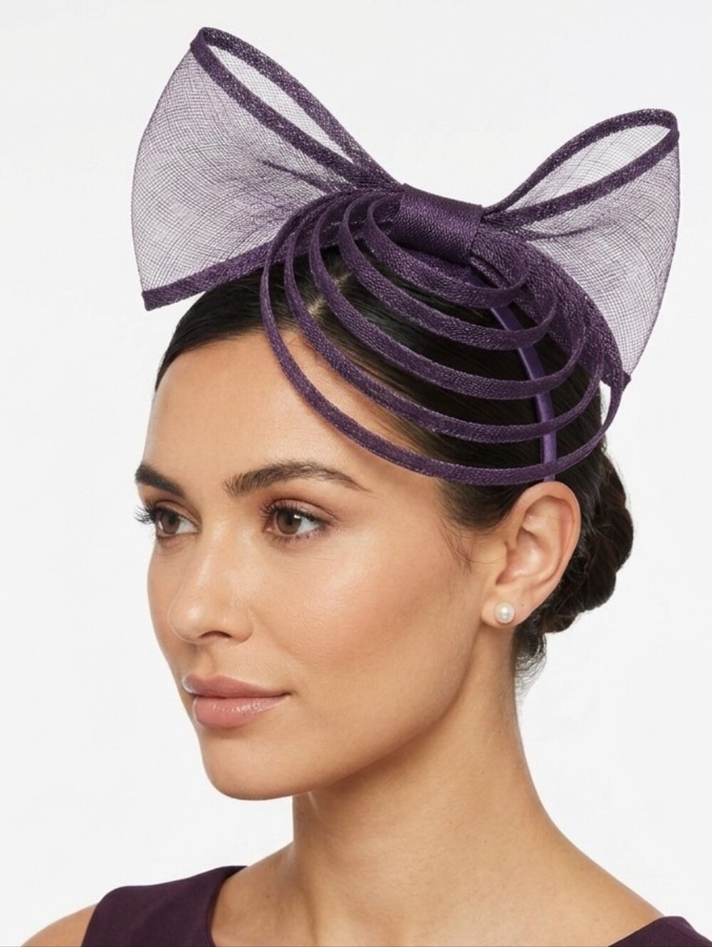 Beloved Millinery Couture Fine Elegant Classy Purple Bow Fascinator Headband